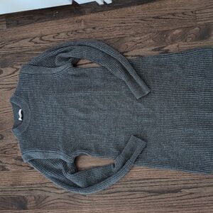 Wayf Charcoal Ribbed Knit Sweater Dress